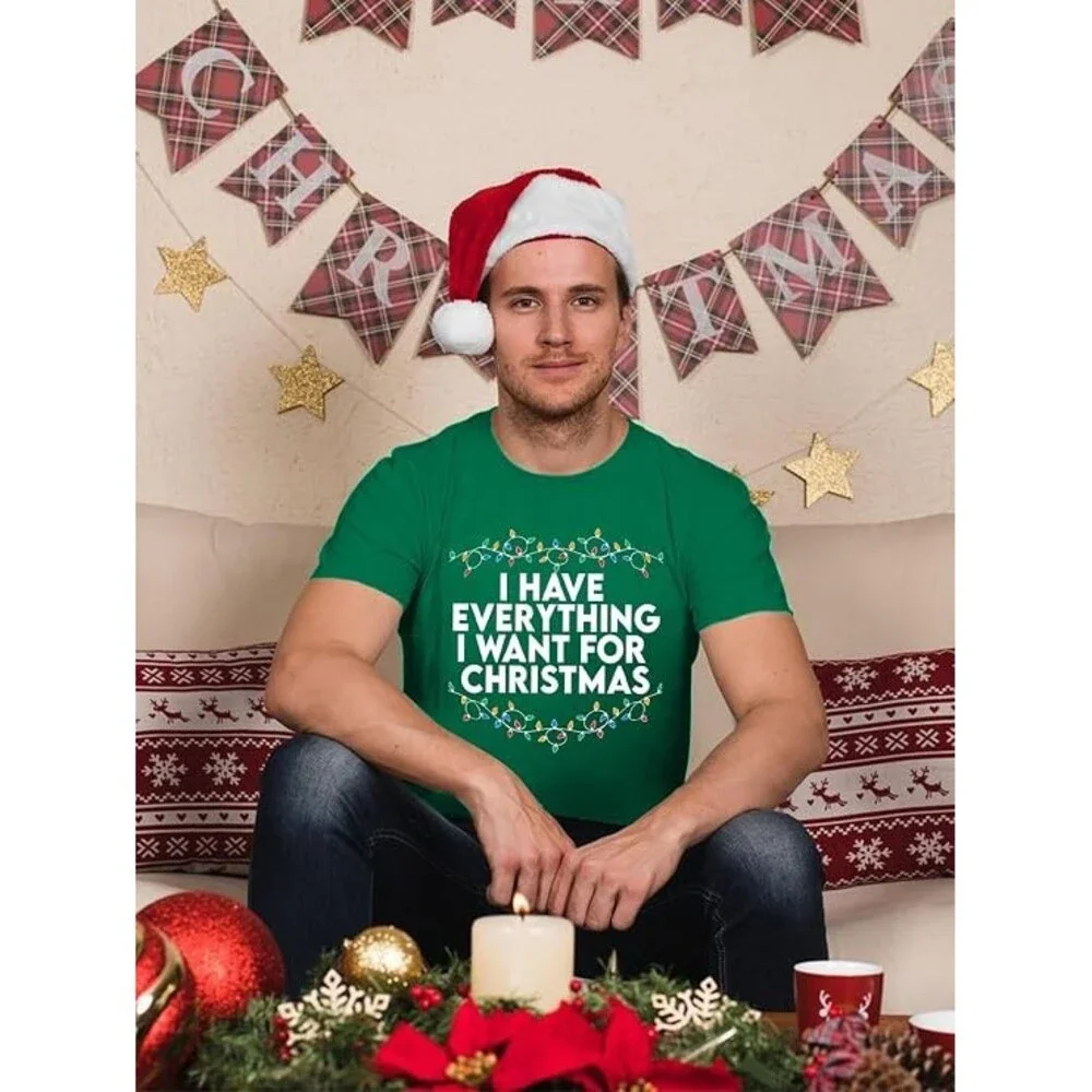 Urvatac Unisex Christmas Shirts Funny Xmas Outfits Holiday Letter Printed Tee L